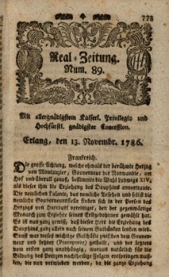 Real-Zeitung (Erlanger Real-Zeitung) Montag 13. November 1786