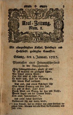 Real-Zeitung (Erlanger Real-Zeitung) Montag 1. Januar 1787