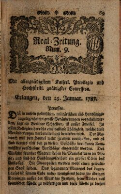 Real-Zeitung (Erlanger Real-Zeitung) Montag 29. Januar 1787