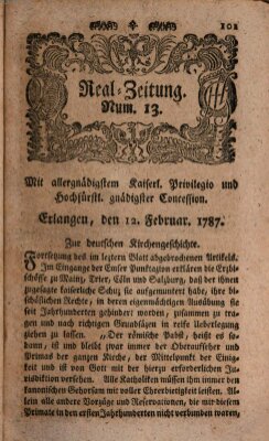 Real-Zeitung (Erlanger Real-Zeitung) Montag 12. Februar 1787