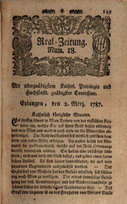 Real-Zeitung (Erlanger Real-Zeitung) Freitag 2. März 1787