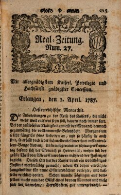 Real-Zeitung (Erlanger Real-Zeitung) Montag 2. April 1787