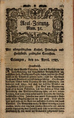 Real-Zeitung (Erlanger Real-Zeitung) Freitag 20. April 1787