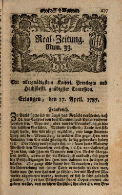 Real-Zeitung (Erlanger Real-Zeitung) Freitag 27. April 1787