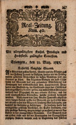 Real-Zeitung (Erlanger Real-Zeitung) Montag 21. Mai 1787