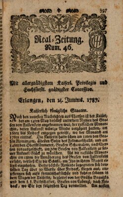 Real-Zeitung (Erlanger Real-Zeitung) Freitag 15. Juni 1787