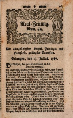 Real-Zeitung (Erlanger Real-Zeitung) Freitag 13. Juli 1787