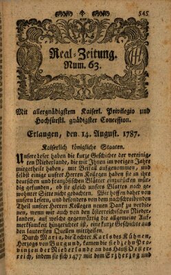 Real-Zeitung (Erlanger Real-Zeitung) Dienstag 14. August 1787