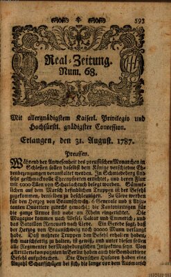 Real-Zeitung (Erlanger Real-Zeitung) Freitag 31. August 1787