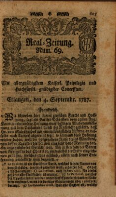 Real-Zeitung (Erlanger Real-Zeitung) Dienstag 4. September 1787