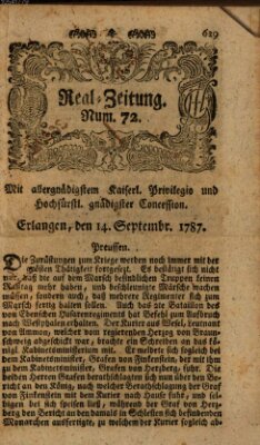 Real-Zeitung (Erlanger Real-Zeitung) Freitag 14. September 1787