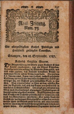 Real-Zeitung (Erlanger Real-Zeitung) Dienstag 18. September 1787