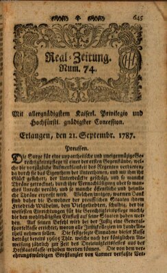 Real-Zeitung (Erlanger Real-Zeitung) Freitag 21. September 1787