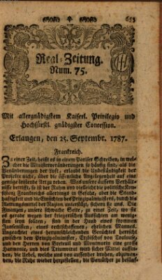 Real-Zeitung (Erlanger Real-Zeitung) Dienstag 25. September 1787