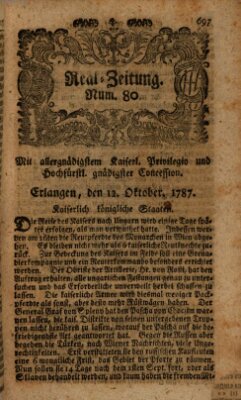 Real-Zeitung (Erlanger Real-Zeitung) Freitag 12. Oktober 1787