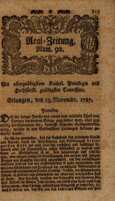 Real-Zeitung (Erlanger Real-Zeitung) Freitag 23. November 1787