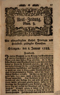 Real-Zeitung (Erlanger Real-Zeitung) Dienstag 8. Januar 1788