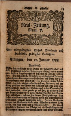 Real-Zeitung (Erlanger Real-Zeitung) Dienstag 22. Januar 1788