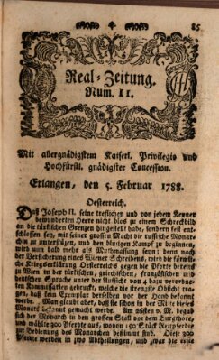 Real-Zeitung (Erlanger Real-Zeitung) Dienstag 5. Februar 1788