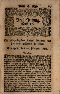 Real-Zeitung (Erlanger Real-Zeitung) Freitag 22. Februar 1788