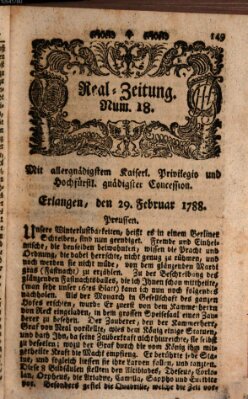 Real-Zeitung (Erlanger Real-Zeitung) Freitag 29. Februar 1788