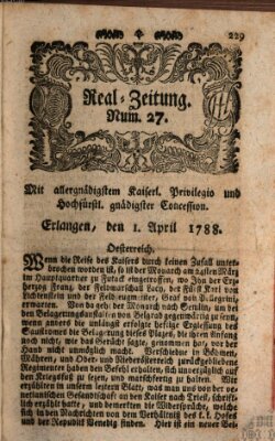 Real-Zeitung (Erlanger Real-Zeitung) Dienstag 1. April 1788