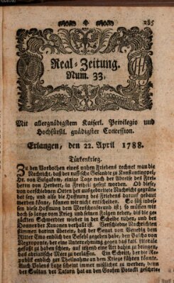 Real-Zeitung (Erlanger Real-Zeitung) Dienstag 22. April 1788