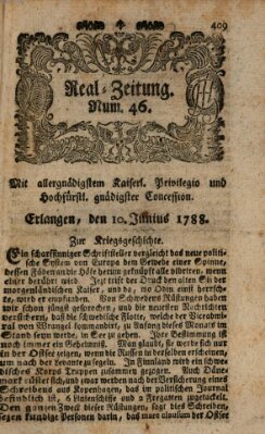 Real-Zeitung (Erlanger Real-Zeitung) Dienstag 10. Juni 1788