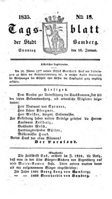 Tag-Blatt der Stadt Bamberg (Bamberger Tagblatt) Sonntag 18. Januar 1835