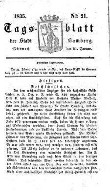 Tag-Blatt der Stadt Bamberg (Bamberger Tagblatt) Mittwoch 21. Januar 1835