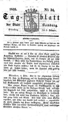 Tag-Blatt der Stadt Bamberg (Bamberger Tagblatt) Dienstag 3. Februar 1835