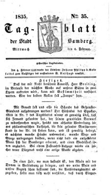 Tag-Blatt der Stadt Bamberg (Bamberger Tagblatt) Mittwoch 4. Februar 1835