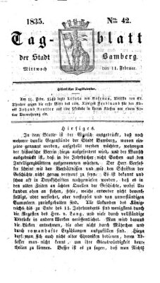 Tag-Blatt der Stadt Bamberg (Bamberger Tagblatt) Mittwoch 11. Februar 1835