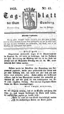 Tag-Blatt der Stadt Bamberg (Bamberger Tagblatt) Donnerstag 12. Februar 1835