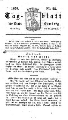 Tag-Blatt der Stadt Bamberg (Bamberger Tagblatt) Samstag 21. Februar 1835