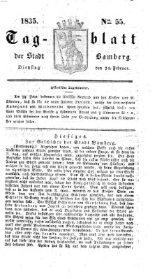 Tag-Blatt der Stadt Bamberg (Bamberger Tagblatt) Dienstag 24. Februar 1835