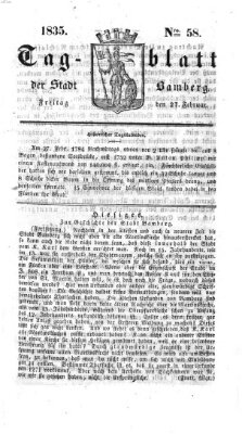 Tag-Blatt der Stadt Bamberg (Bamberger Tagblatt) Freitag 27. Februar 1835