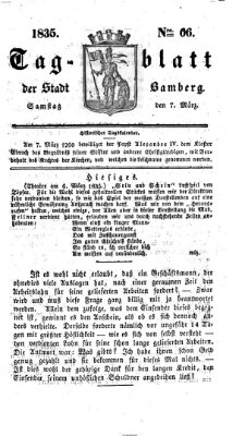 Tag-Blatt der Stadt Bamberg (Bamberger Tagblatt) Samstag 7. März 1835