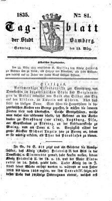 Tag-Blatt der Stadt Bamberg (Bamberger Tagblatt) Sonntag 22. März 1835