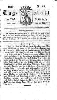 Tag-Blatt der Stadt Bamberg (Bamberger Tagblatt) Mittwoch 25. März 1835