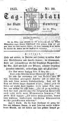 Tag-Blatt der Stadt Bamberg (Bamberger Tagblatt) Dienstag 31. März 1835