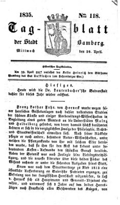 Tag-Blatt der Stadt Bamberg (Bamberger Tagblatt) Mittwoch 29. April 1835