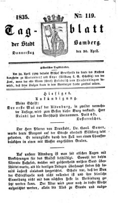 Tag-Blatt der Stadt Bamberg (Bamberger Tagblatt) Donnerstag 30. April 1835
