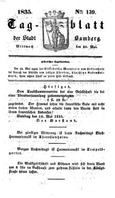 Tag-Blatt der Stadt Bamberg (Bamberger Tagblatt) Mittwoch 20. Mai 1835