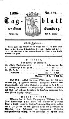 Tag-Blatt der Stadt Bamberg (Bamberger Tagblatt) Montag 8. Juni 1835