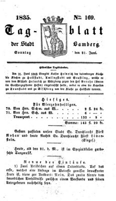 Tag-Blatt der Stadt Bamberg (Bamberger Tagblatt) Sonntag 21. Juni 1835