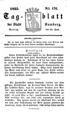 Tag-Blatt der Stadt Bamberg (Bamberger Tagblatt) Montag 22. Juni 1835