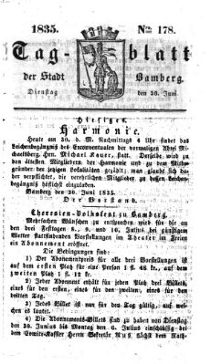 Tag-Blatt der Stadt Bamberg (Bamberger Tagblatt) Dienstag 30. Juni 1835