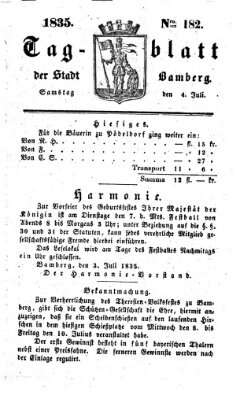 Tag-Blatt der Stadt Bamberg (Bamberger Tagblatt) Samstag 4. Juli 1835