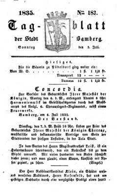 Tag-Blatt der Stadt Bamberg (Bamberger Tagblatt) Sonntag 5. Juli 1835